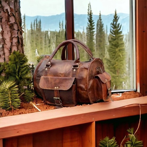 Goat leather gym duffle - leather,